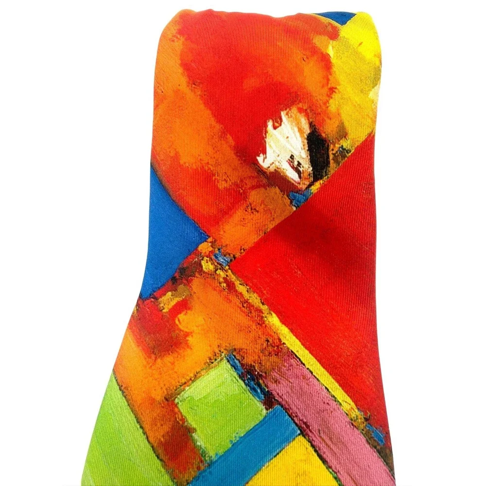 Art Institute of Chicago Abstract Silk Tie Made in Italy Vibrant Multi-Color - Picture 2 of 7